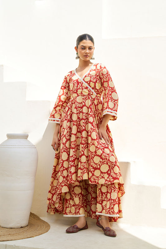 Royal Rust Floral Kurta Set