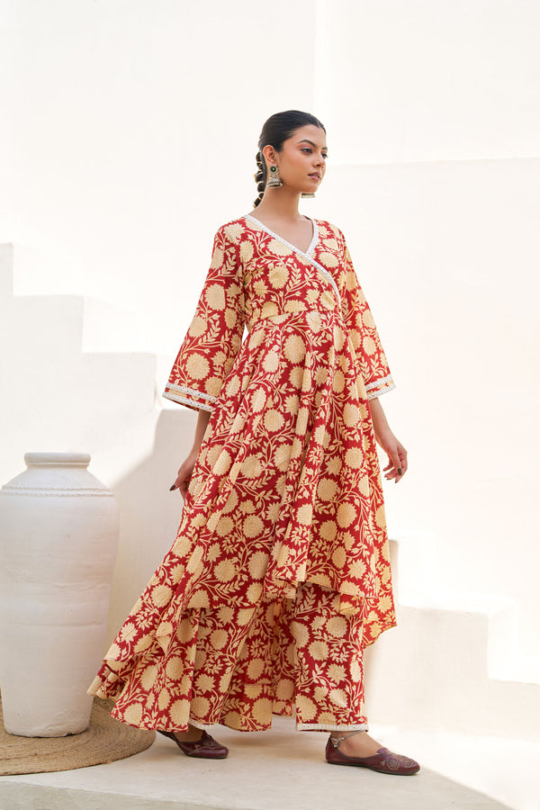 Royal Rust Floral Kurta Set