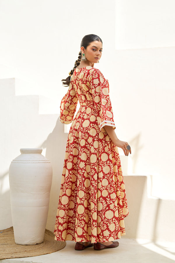 Royal Rust Floral Kurta Set