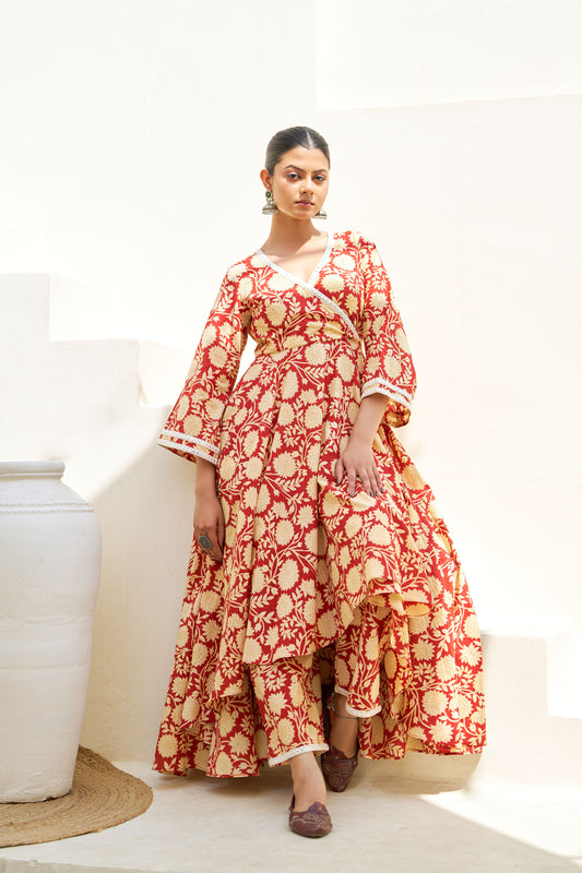 Royal Rust Floral Kurta Set