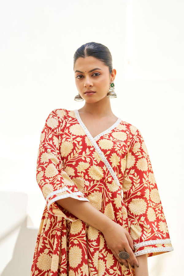 Royal Rust Floral Kurta Set