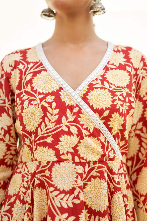 Royal Rust Floral Kurta Set