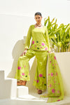 Taru Lime Green Handpainted Sharara Set