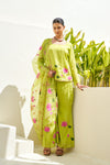 Taru Lime Green Handpainted Sharara Set