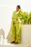 Taru Lime Green Handpainted Sharara Set
