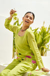 Taru Lime Green Handpainted Sharara Set