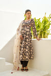 Black Blossom Anarkali Suit Set