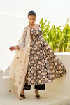 Black Blossom Anarkali Suit Set