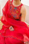 Noor Red Chanderi Embroidery Suit Set