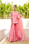 Virasat Pink Chanderi Embroidered Sharara Set