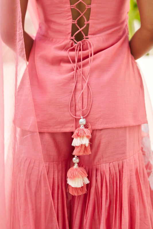 Virasat Pink Chanderi Embroidered Sharara Set