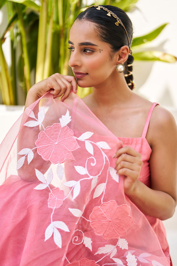 Virasat Pink Chanderi Embroidered Sharara Set