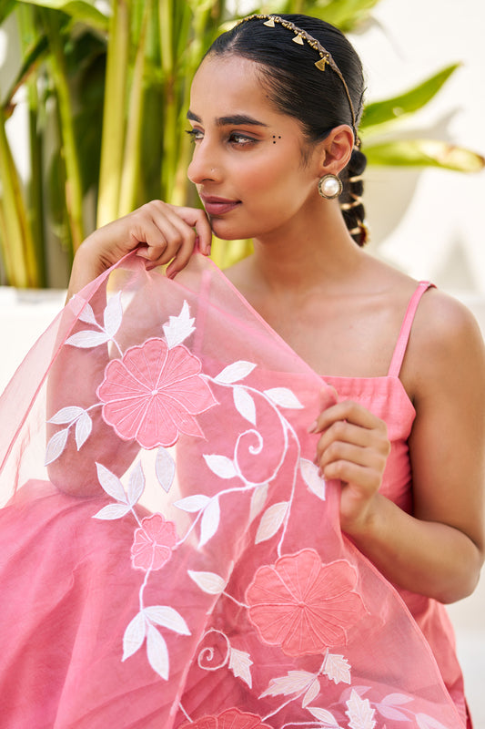 Virasat Pink Chanderi Embroidered Sharara Set