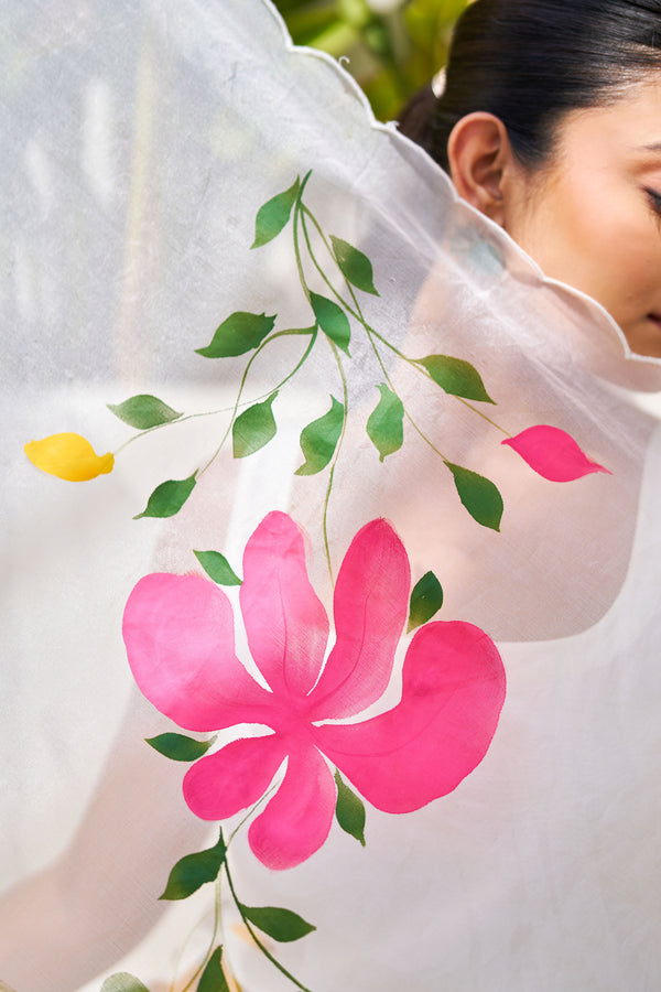 Reeha White Chanderi Hand-Painted Kurta Set