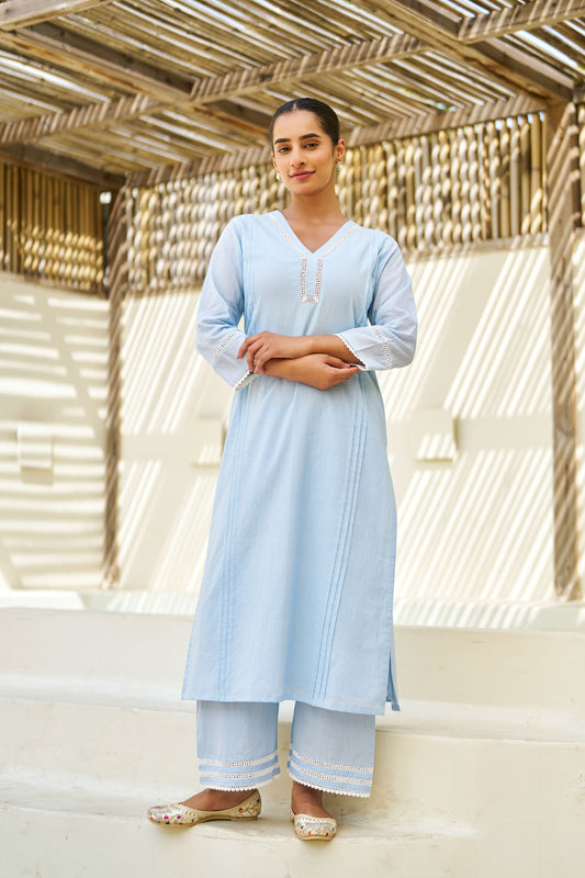 Reva Blue Cotton Coord Set