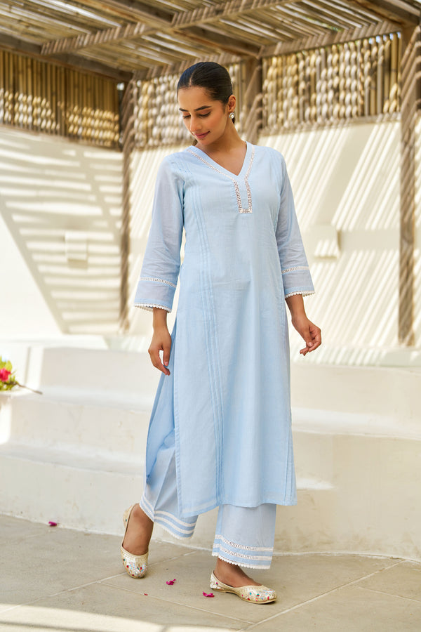 Reva Blue Cotton Coord Set