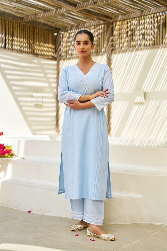 Reva Blue Cotton Coord Set