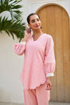 Aabha Pink Cotton Schiffli Coord Set