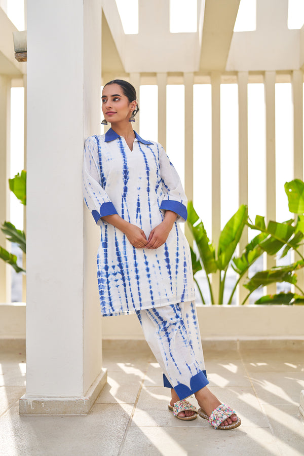 Tara Blue Tie Dye Cotton Coord Set