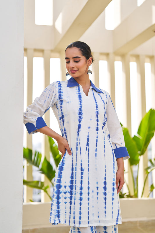Tara Blue Tie Dye Cotton Coord Set