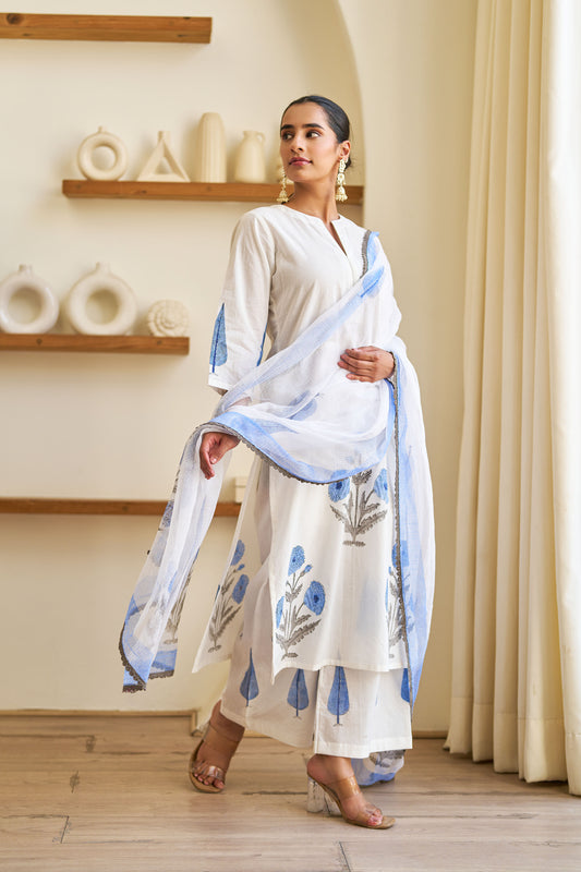 Mist Blue Flower Suit Set