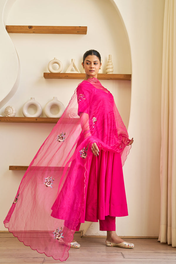 Roop Pink Cotton Embroidered Suit Set