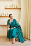 Saaz Teal Green Doria Embroidered Kurta Set