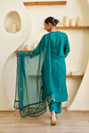 Saaz Teal Green Doria Embroidered Kurta Set