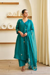 Saaz Teal Green Doria Embroidered Kurta Set