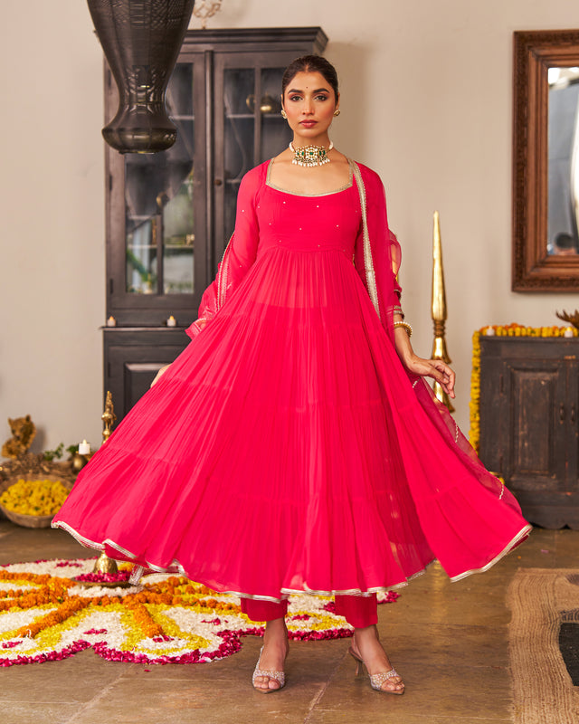 Rohi Pink Tier Suit Set