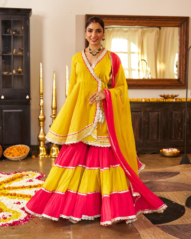 Mustard Mogra Cotton Suit Set