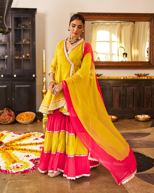Mustard Mogra Cotton Suit Set