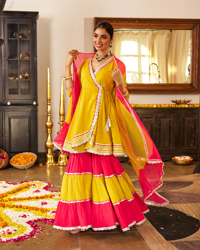 Mustard Mogra Cotton Suit Set