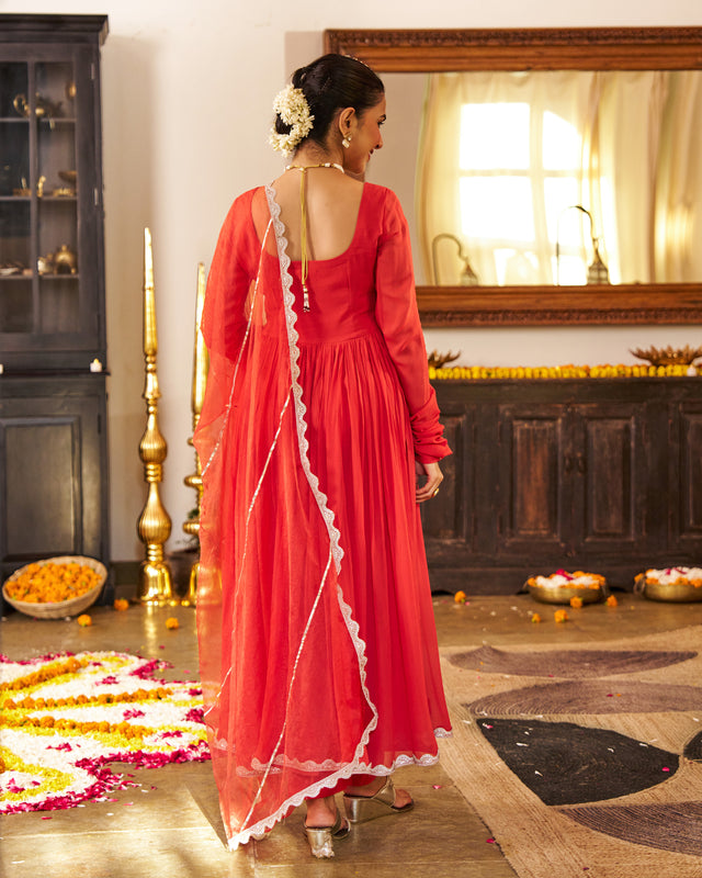 Mehka Rust Anarkali Suit Set