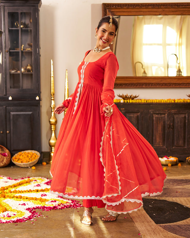 Mehka Rust Anarkali Suit Set