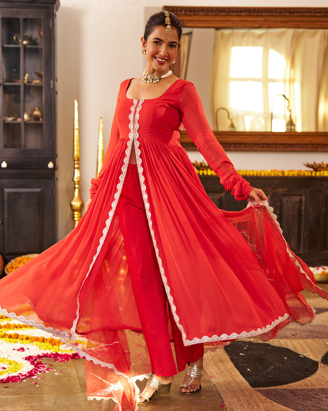 Mehka Rust Anarkali Suit Set