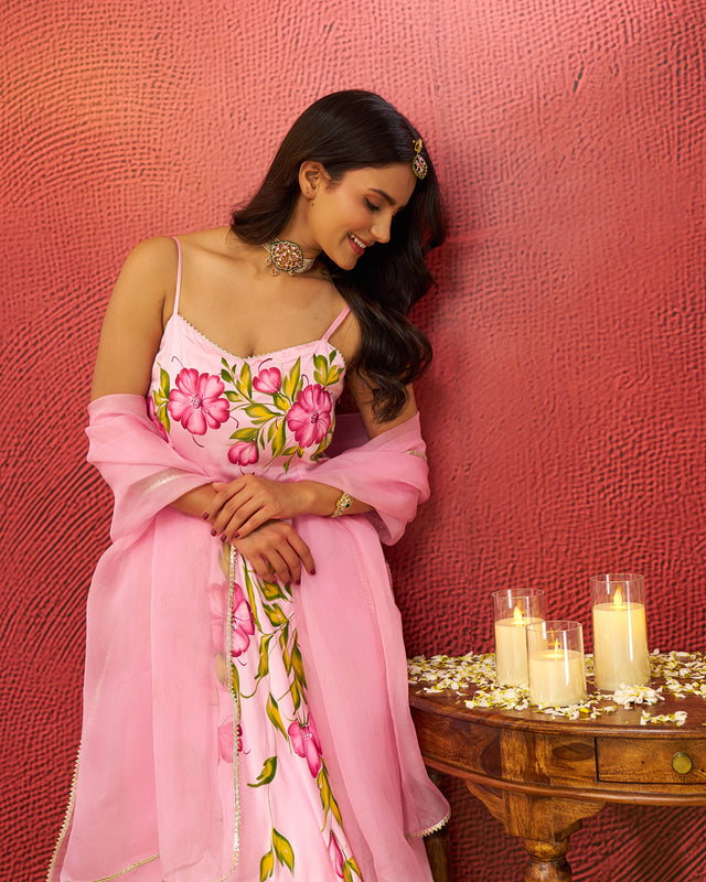 Azal Satin Handpainted Gotapatti Suit Set