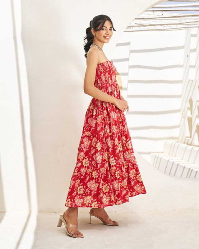 Boho Handblock Tiered Dress