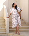 Textured Elegance Handblock Pleated Dress