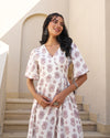 Textured Elegance Handblock Pleated Dress