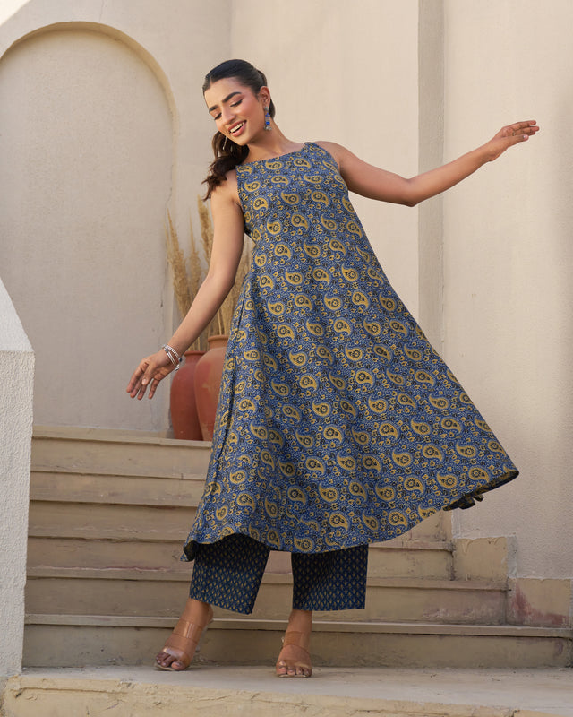 Morning Glow Handblock Kurta Set