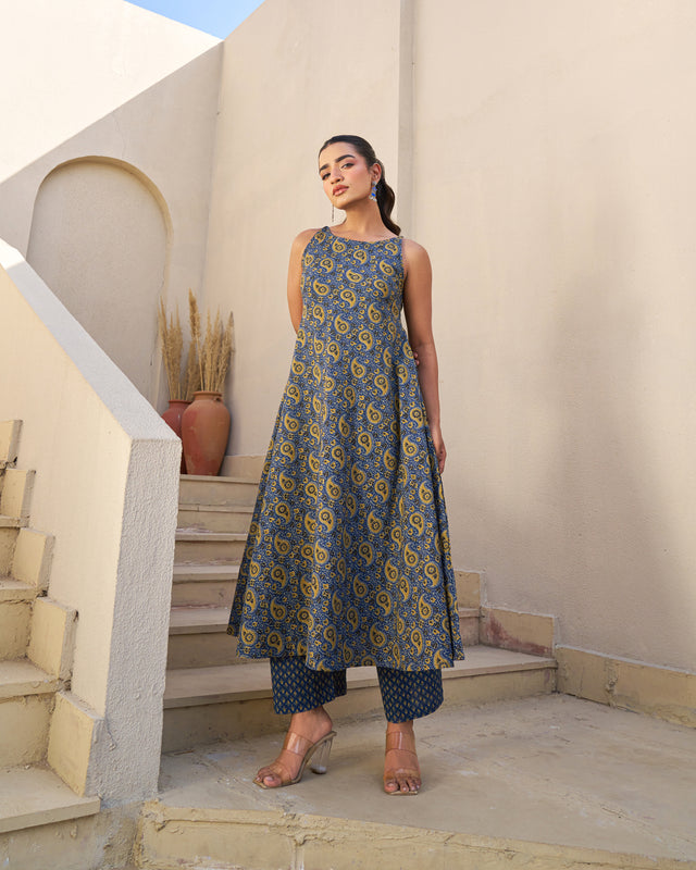 Morning Glow Handblock Kurta Set