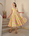 Festive Charm Handblock Tiered Dress