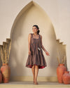 Rustic Bloom Handblock Tiered Dress