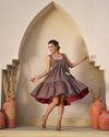 Rustic Bloom Handblock Tiered Dress