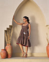 Rustic Bloom Handblock Tiered Dress