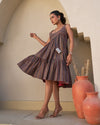 Rustic Bloom Handblock Tiered Dress