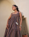 Rustic Bloom Handblock Tiered Dress