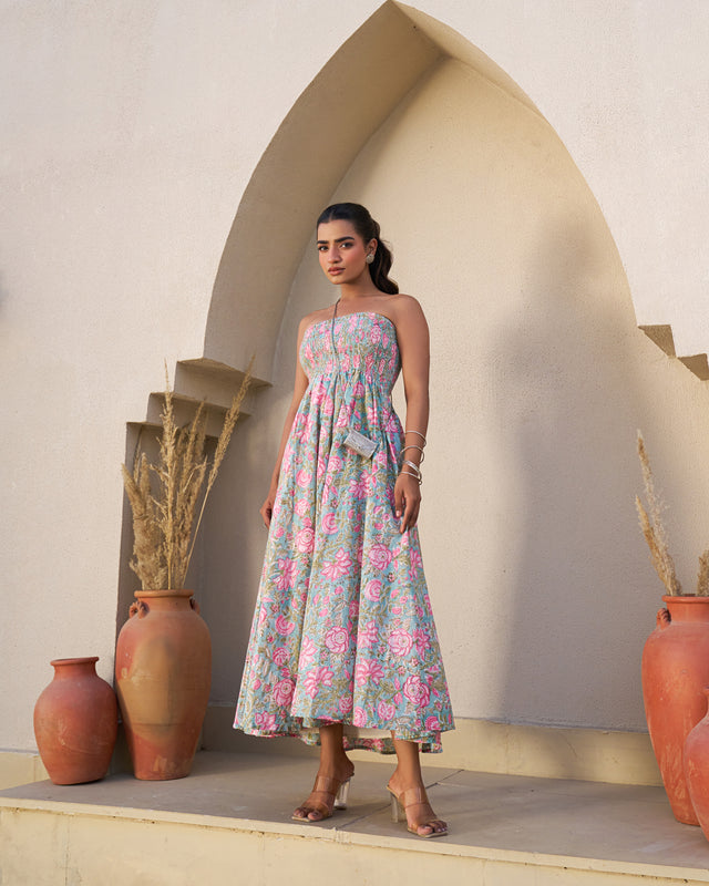 Ethereal Handblock Umbrella Dress