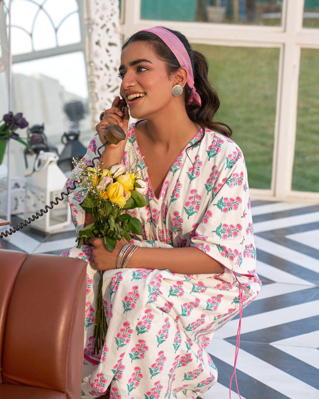 Breezy Comfort Handblock Kaftan Set